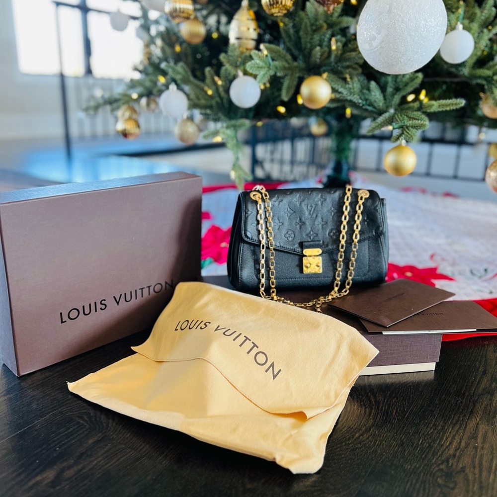 Authentic Louis Vuitton Saint Germain PM Empreinte Noir Black Chain Bag